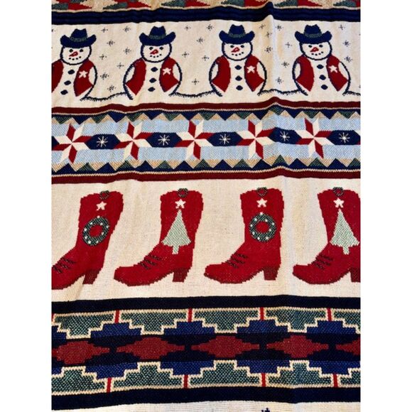 Cowboy Christmas Southwest Design Throw NWT - Picture 3 of 7